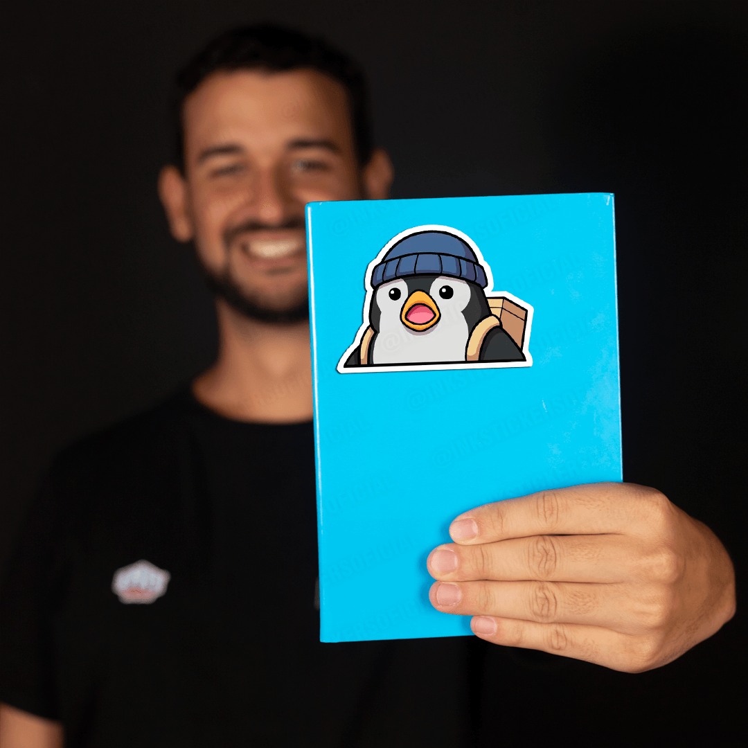 Spray Pinguim Surpreso - InkStickers