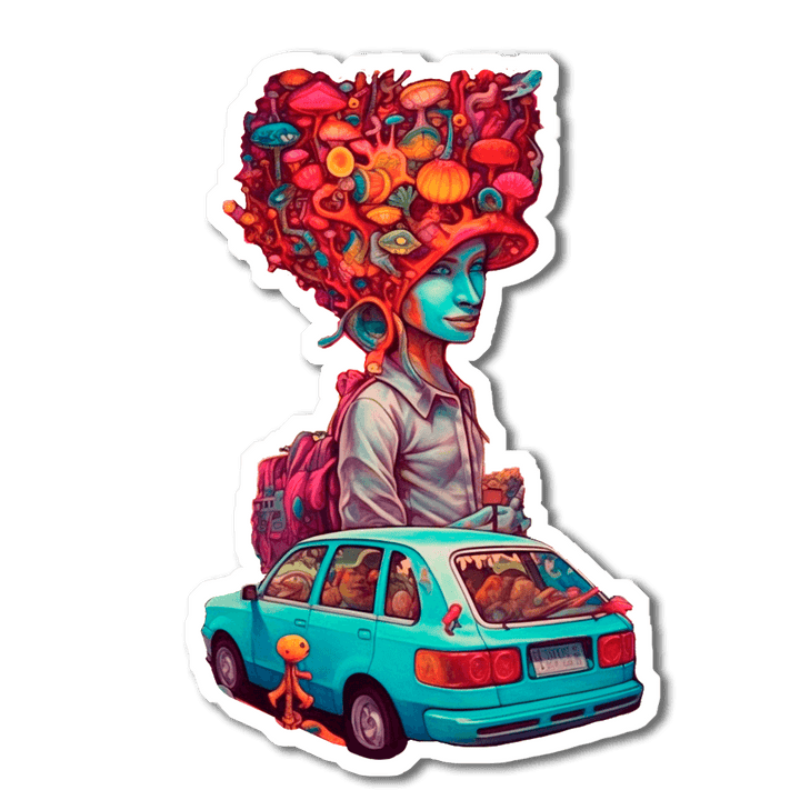 Psychedelic Woman Car - InkStickers